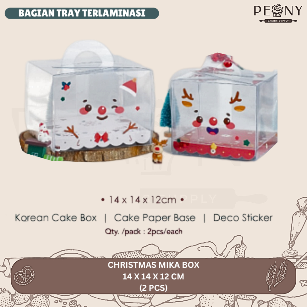 

(2PCS) MIKA BOX CHRISTMAS 14 X 14 X 12 CM / MIKA NATAL UNTUK KUE / MIKA HAMPERS / CHRISTMAS HAMPERS