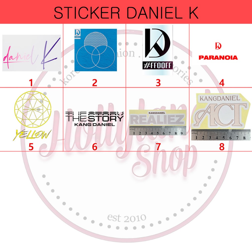 

Sticker Daniel K , Kang Daniel Logo part 1 (5pcs Sticker) Unofficial