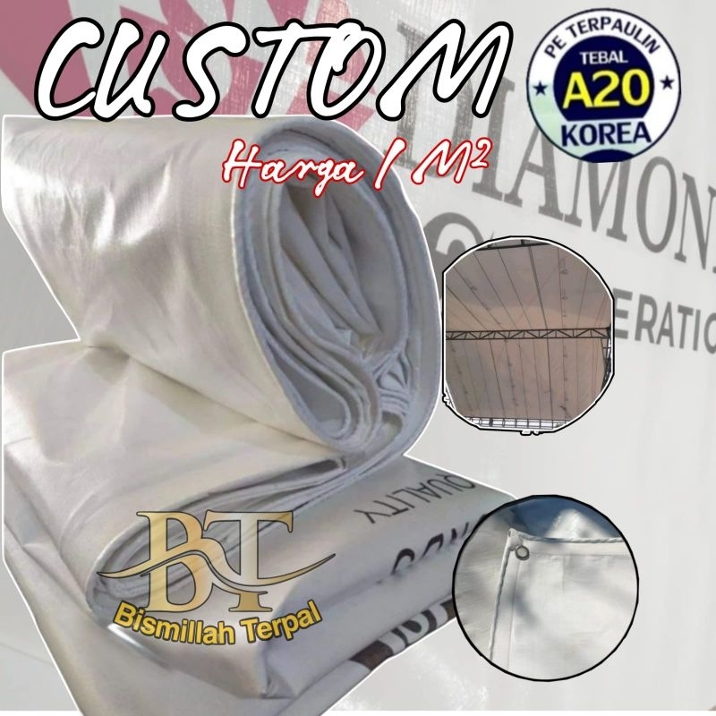 Terpal KOREA A20 warna putih, khusus ukuran CUSTOM/BEBAS UKURAN, Harga Meteran Lebih Murah