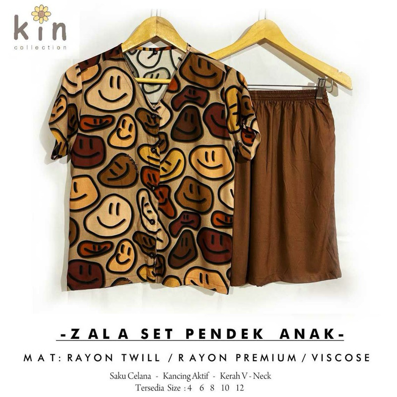 Zala Set Anak Setelan Pendek untuk anak Perempuan Bahan Rayon