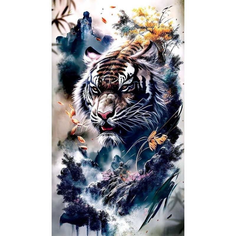 POSTER CETAK, EXTRA JUMBO,HARIMAU PUTIH, HIASAN DINDING BERBAGAI UKURAN