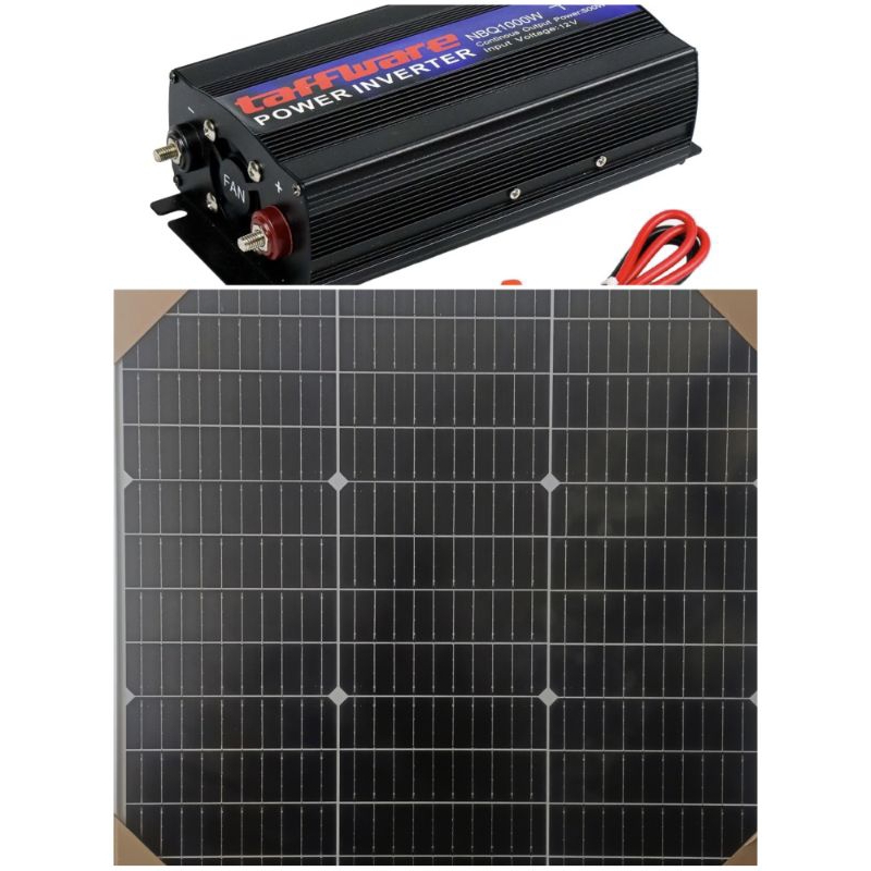 Panel Surya 50 Wp dan Power Inventer PSW TAFFWARE 1000 WATT