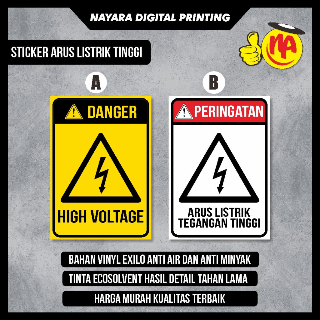 

Sign Sticker Arus Listrik tinggi / sticker high voltage / stiker listrik / stiker tegangan tinggi / stiker panel listrik