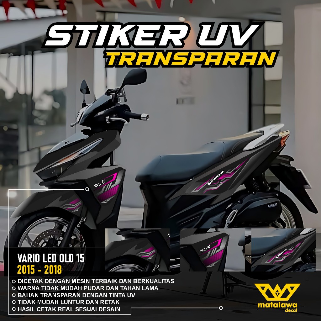 STRIPING TRANSPARAN VARIO LED OLD 125 150 STICKER  LIS UV TAHUN 2015 2017 CLICK GARNIS STIKER 15