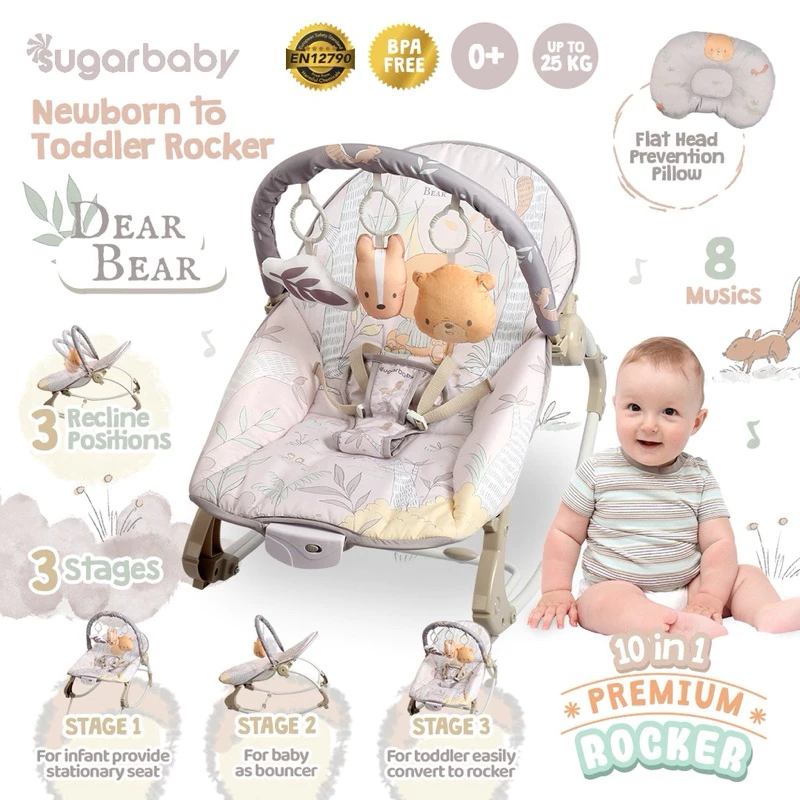 Baby Bouncer Sugarbaby 10in1 Premium Rocker Bouncer| Bouncer Baby Sugarbaby | Bouncer Bayi Ayunan Ba
