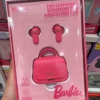 TWS earbuds Barbie Miniso bentuk tas barbie