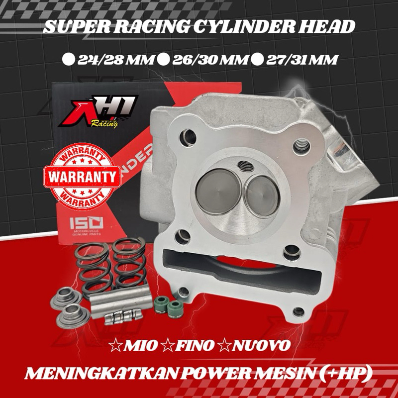 CYLINDER HEAD BLOK MIO SPORTY NOUVO KLEP 24-28  27-31 AH1 RACING