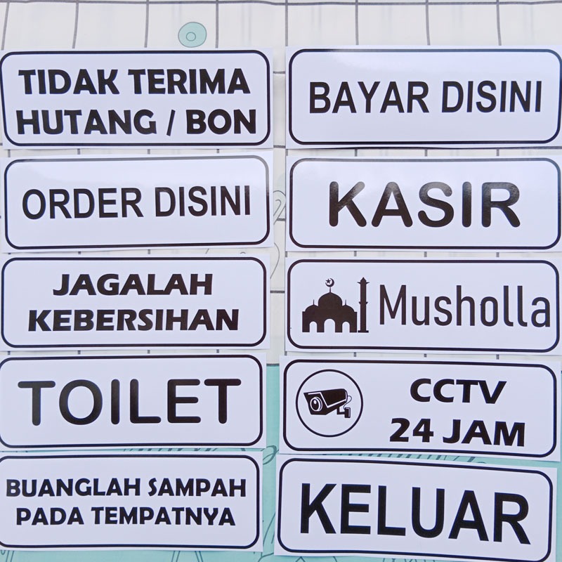 

Stiker Tanda untuk Warung Toko Kios Tulisan Kasir Bayar Order CCTV 24 Jam Dilarang Hutang Bon Label