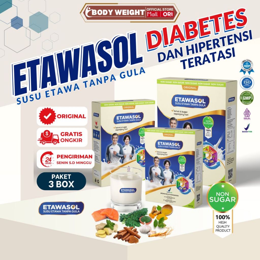 

Etawasol Susu Kambing Bebas Gula Anti Diabetes, Hipertensi, Nyeri Sendi dan Pernafasan - Paket 3 Box