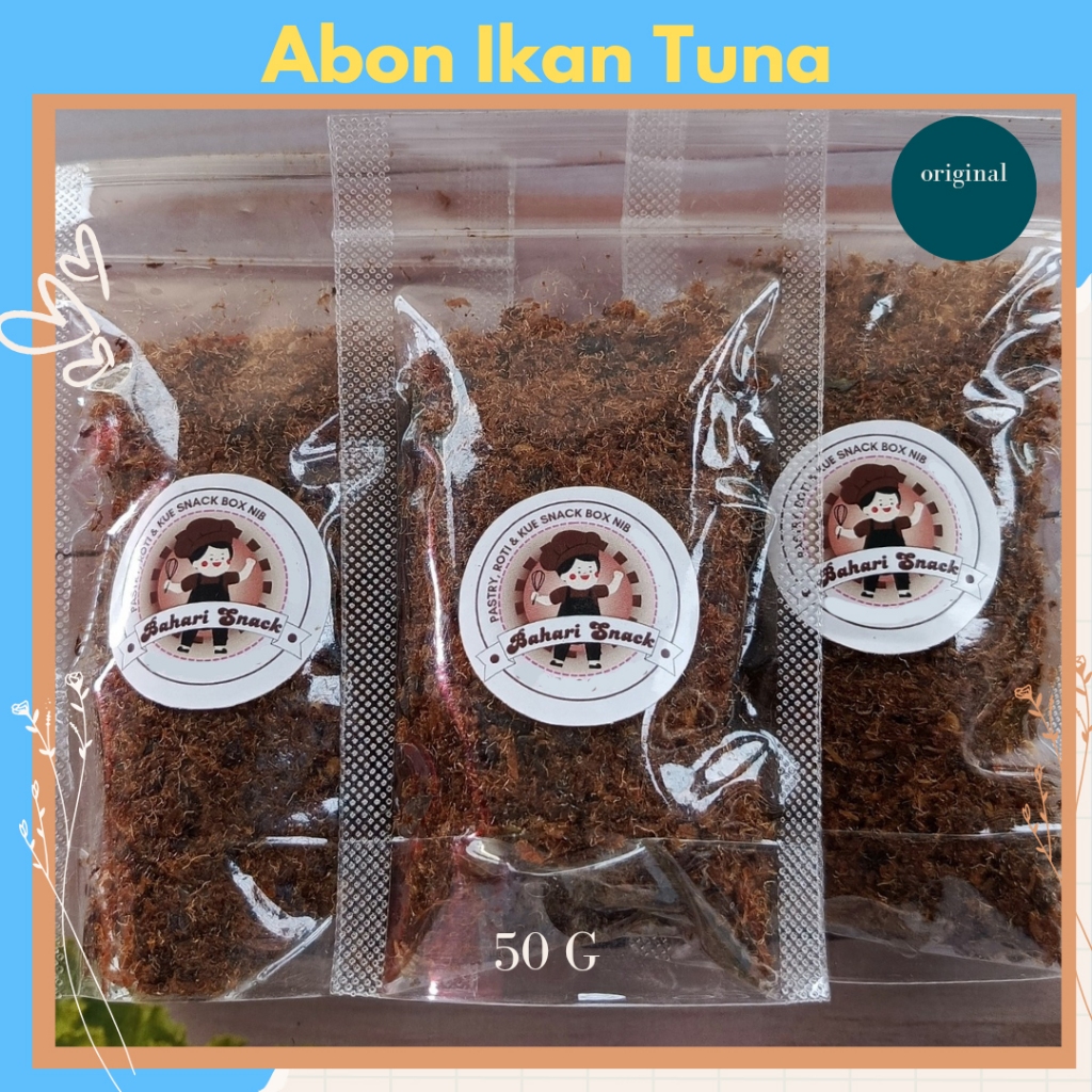 

ABON TUNA isi 3 x 50Gram, abon ikan tuna fresh, enak, lezat dan bergizi berat total 150 gram