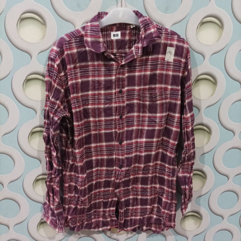 KEMEJA FLANNEL PRIA SECOND GU ORIGINAL SIZE S NZC014