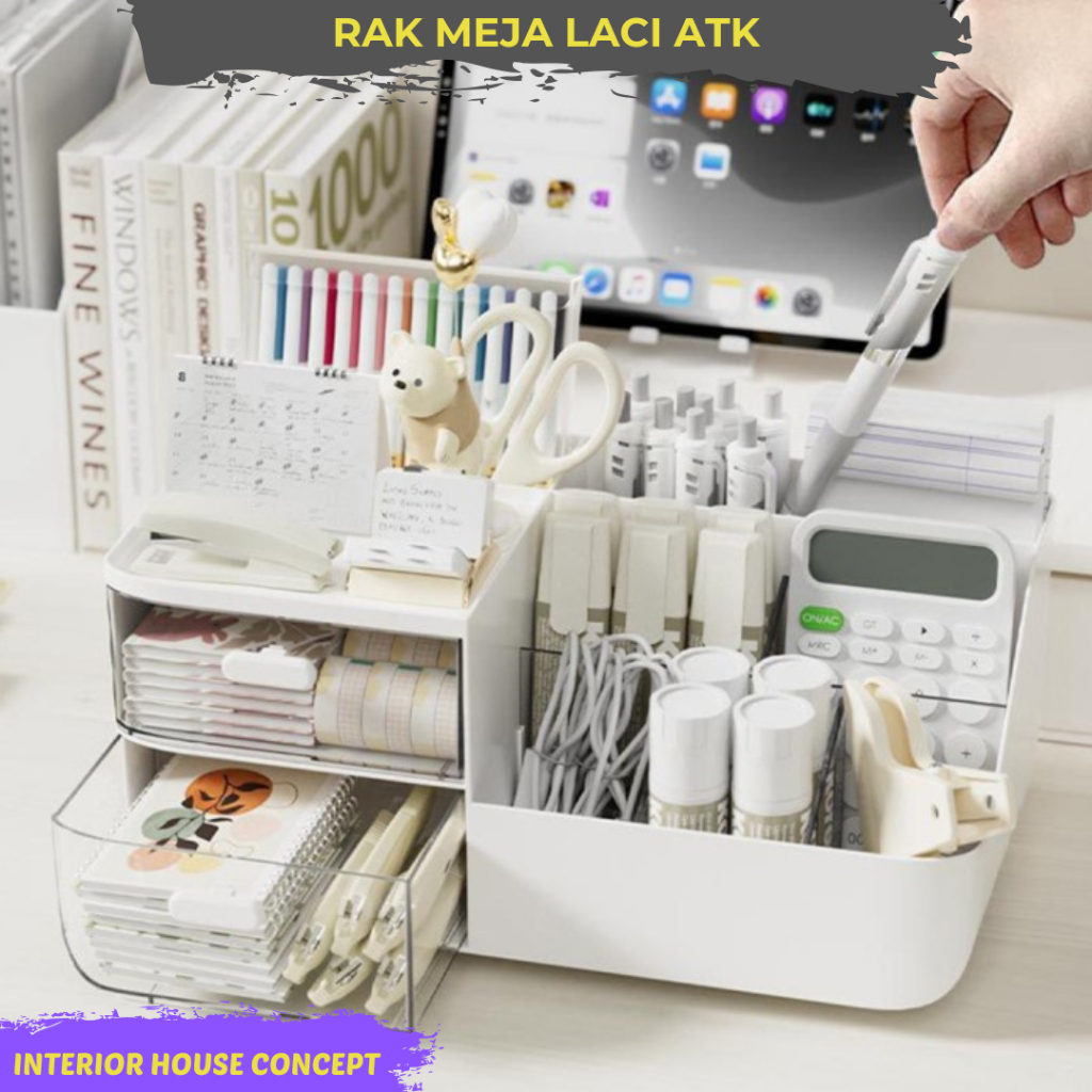 Rak Meja Kerja Tempat Alat Tulis Kantor / Kotak Laci ATK Susun Meja Kantor / Rak Meja Kerja Sationer