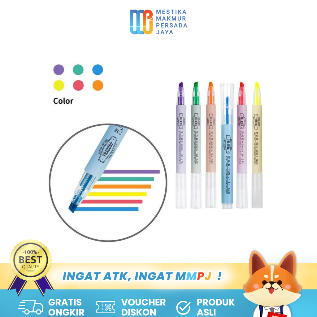 

Deli Highlighter / Stabilo Pastel Warna Warni - 1 Pcs S731