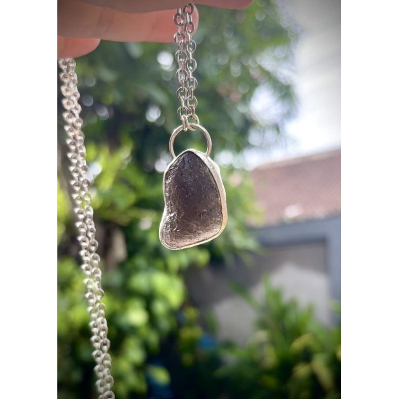 Kalung Liontin | Batu Alam Satam | Kalung Perak 925 | Kalung rustik | Satam Cosmic Necklace | Pendan