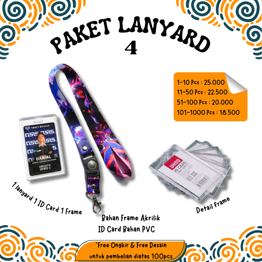 

PAKET Lanyard + IDCARD + Frame UHOO Bahan Akrilik, Premium Anti luntur bahan kartu tebal murah