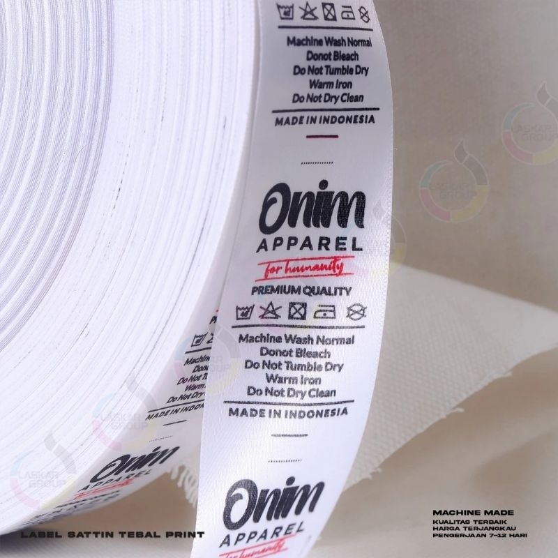 labe satin 2-3 warna /tag wash/lanel satin tebal import/label tag wash pakaian/label baju premium/la