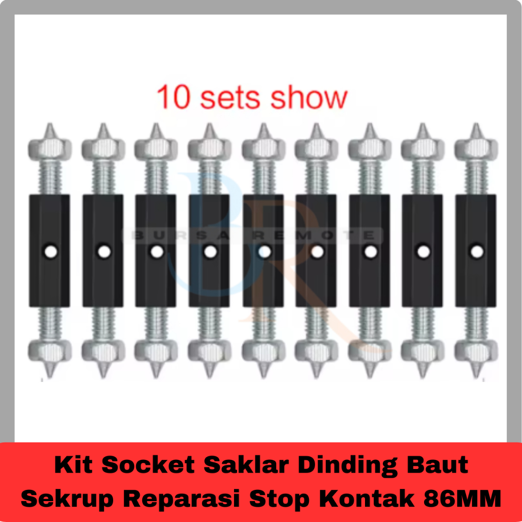 Kit Socket Saklar Dinding Baut Sekrup Reparasi Stop Kontak 86MM Set 10Pcs