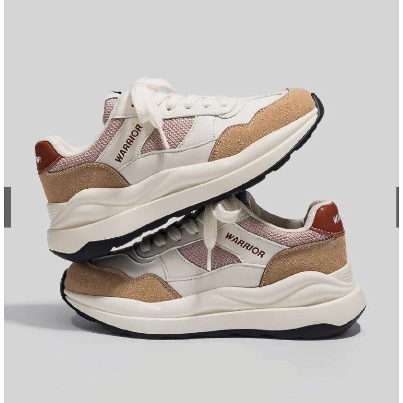 SEPATU SNEAKERS WANITA 100% IMPORT SNEAKERS KOREA WARIOR CREAM BROWN