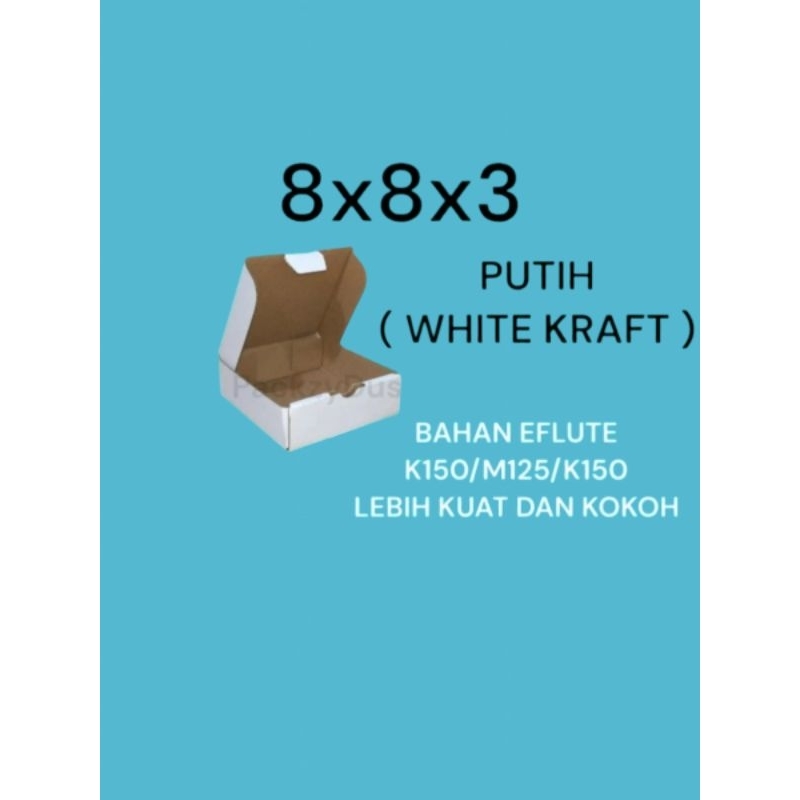 

dus packing DIE CUT 8X8X3 WARNA PUTIH