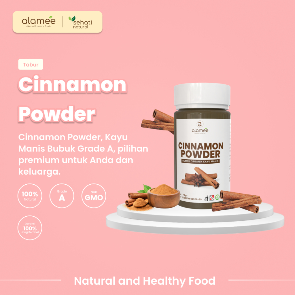 

ALAMEE Kayu Manis Bubuk Cinnamon Seasoning Powder kayumanis Murni Tanpa Campuran Bumbu Organik 75g