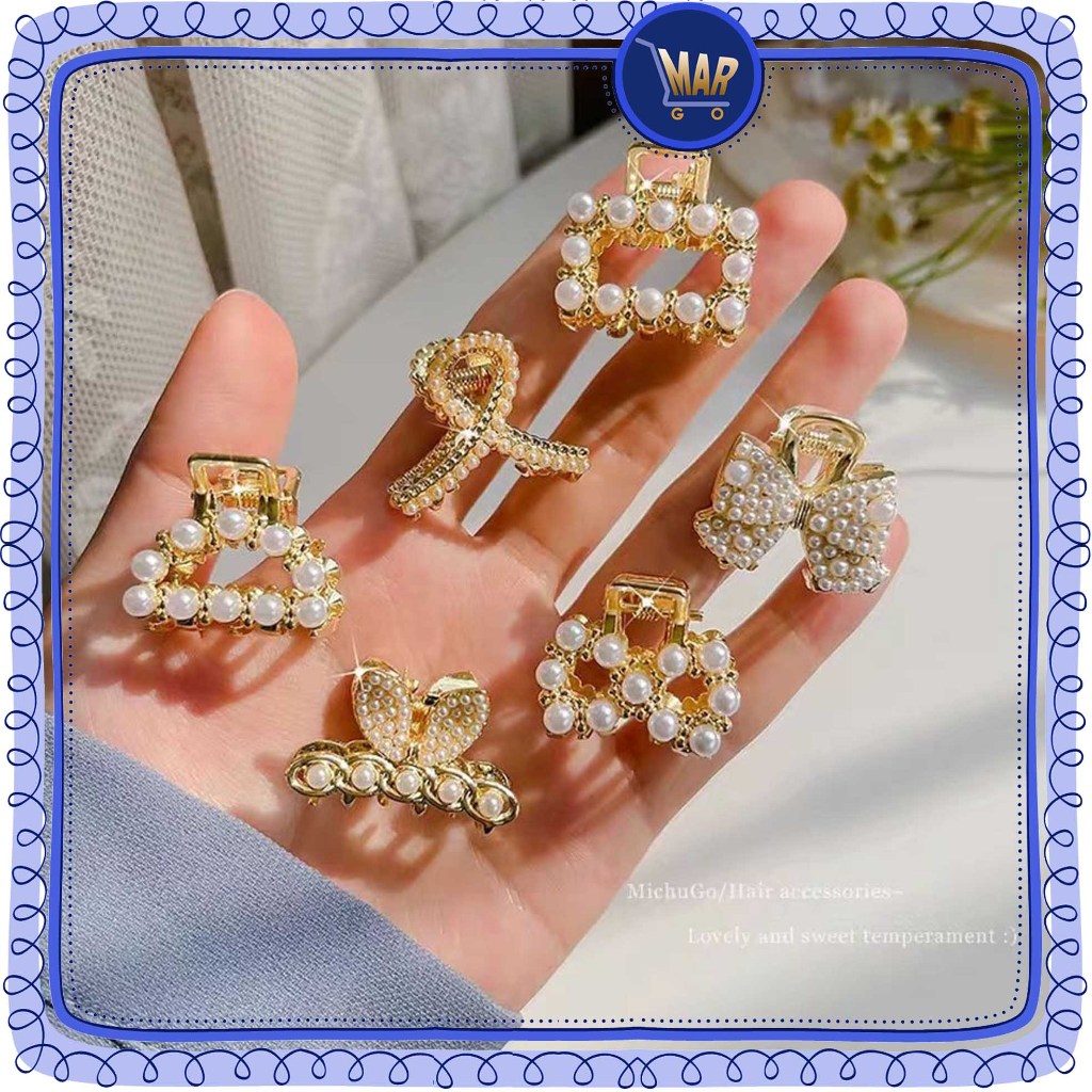Jepit Rambut Mini Kecil Simpel Korea Mutiara Permata Salon Jedai Aksesoris Pin Metal