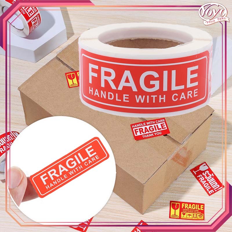 250pcs Fragile Sticker Lakban Merah Fragile Stiker Jangan Dibanting Sticker Fragile Jangan Dibanting