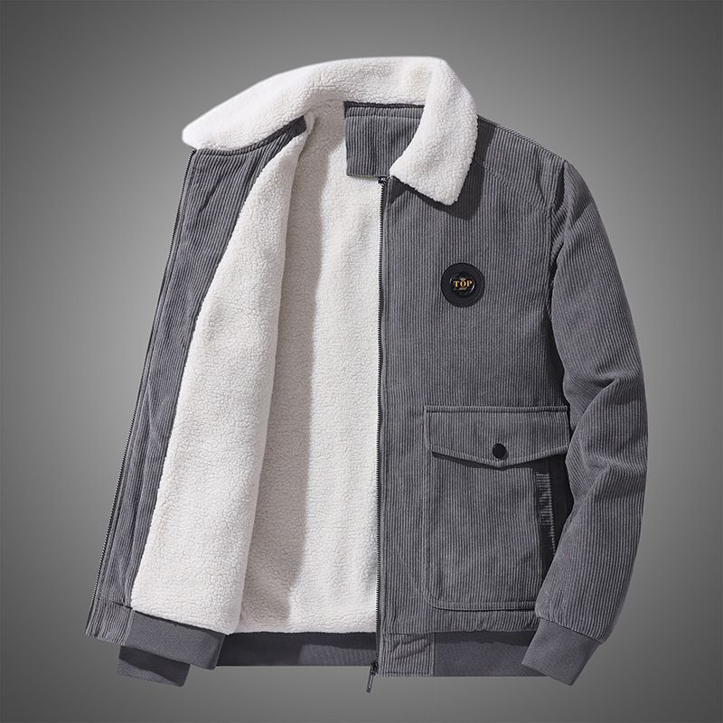 Jaket Pria Bomber Korduroi Bulu Domba Jaket Musim Dingin Pria Import Tebal Mantel Pria