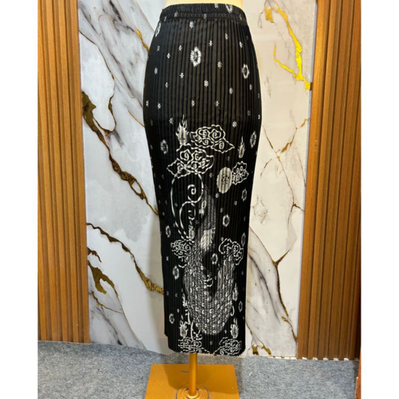 ROK BATIK LIDI SPAN PLISKET HITAM MERAK | ROK Kondangan | Rok Batik | Rok Lamaran |