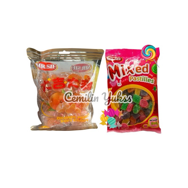 

MR.SIF Mixed Pastiles 500g Jelly Waisun MR.SIF Orange Soft Candy Permen Rasa Jeruk Permen Aneka Rasa Buah