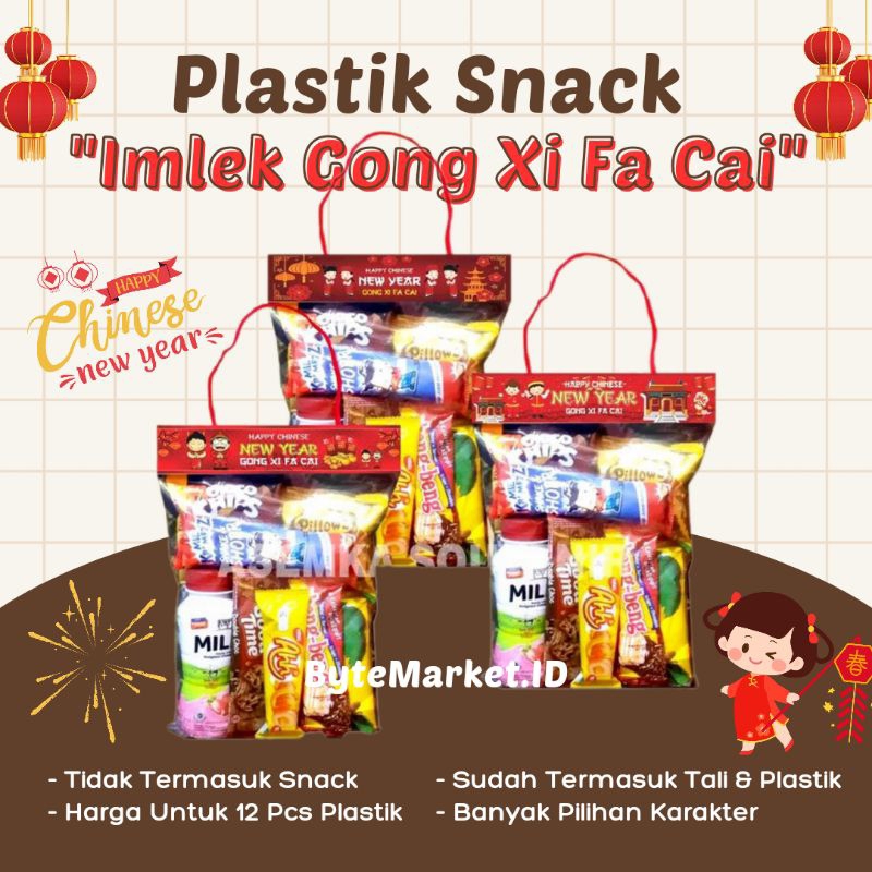

12 Pcs Plastik Souvenir/Plastik Snack Imlek 2025