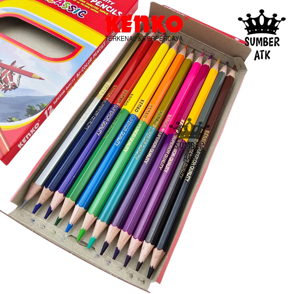 

RB Pensil Warna KENKO 12 , 24 Color Pencil Bi-color CP-12FBC CP-24FBC 24 Color / 48 Color