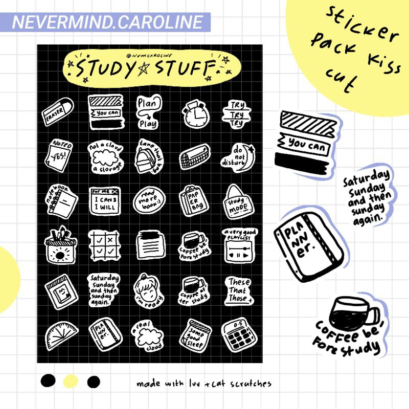 

Stiker sheet A6 Desain Study Stuff | stiker jurnal , catatan , hiasan murah