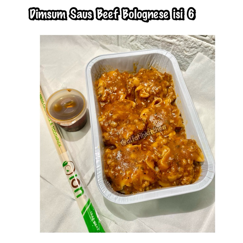 

Dimsum Saus Beef Bolognese isi 6 (free chili oil + sumpit)