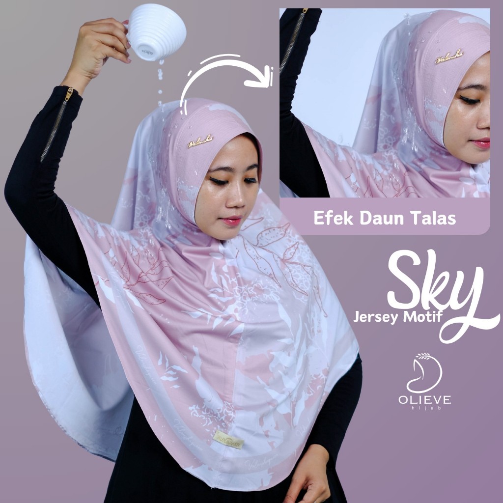 Olieve Hijabs ~ Jilbab Jepris Motif Sky Kerudung Jersey Premium Khimar Oval OOTD Hijab Daily Formal 