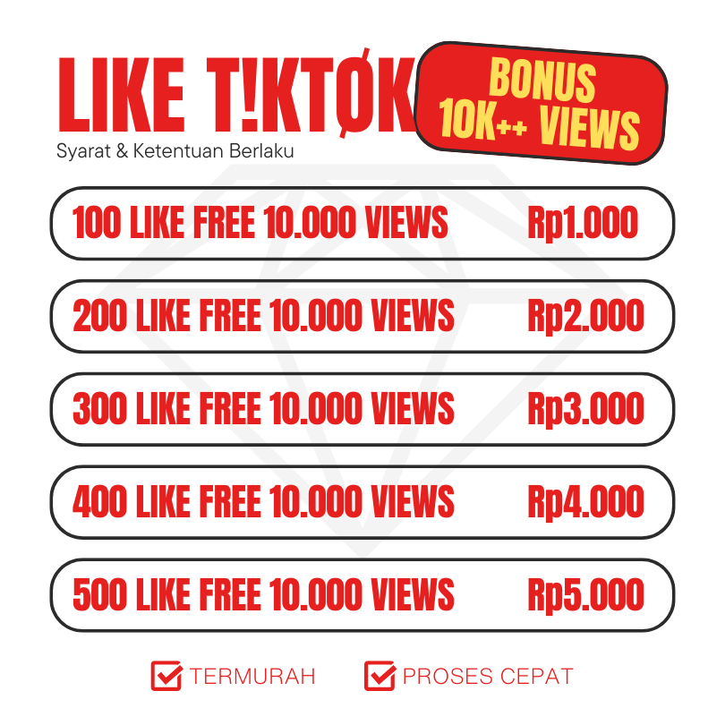 Like Tiktok / Likes Tiktok / Tiktok Like / Viewer Tiktok / Permanen Best Quality Fast