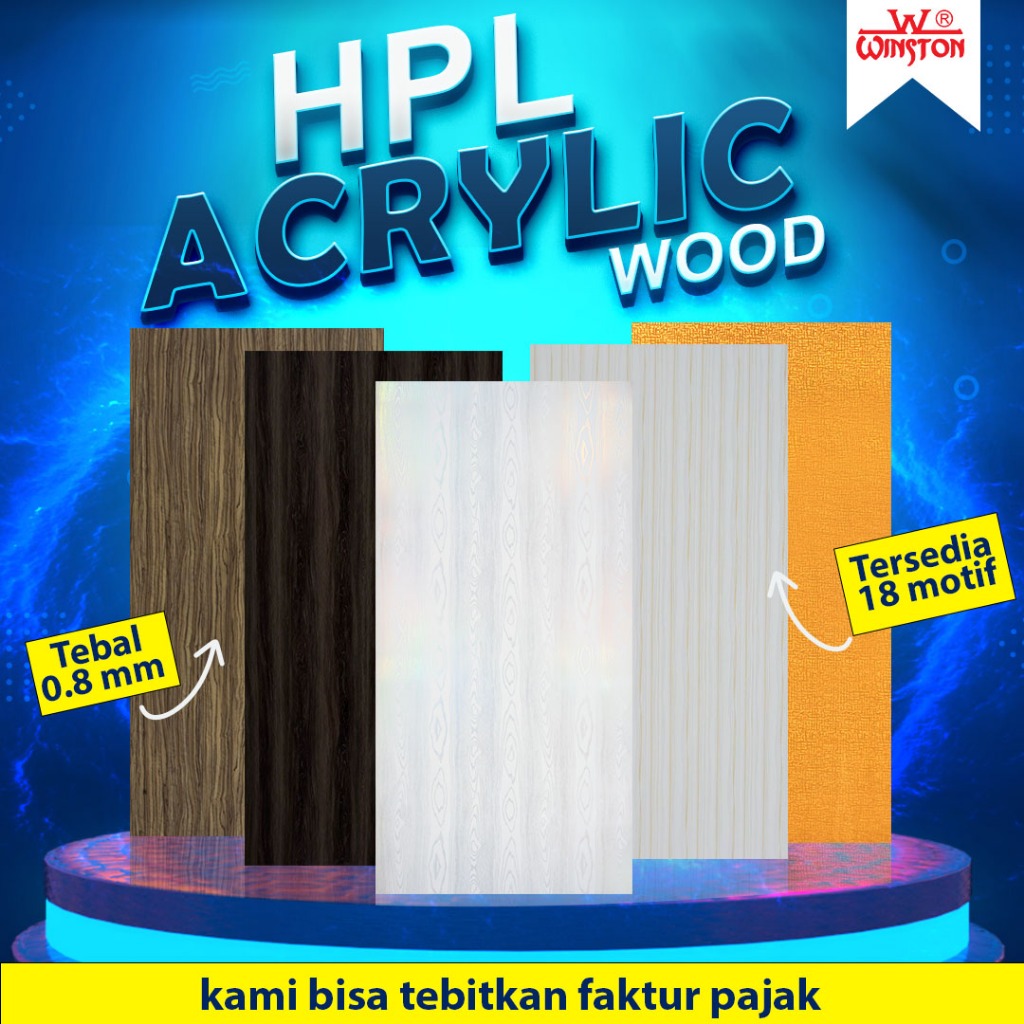 "HPL Akrilik Putih  Wood Gold Glossy untuk Kitchen Set HPL STICKER / HPL WINSTON MOTIF KAYU / PELAPI