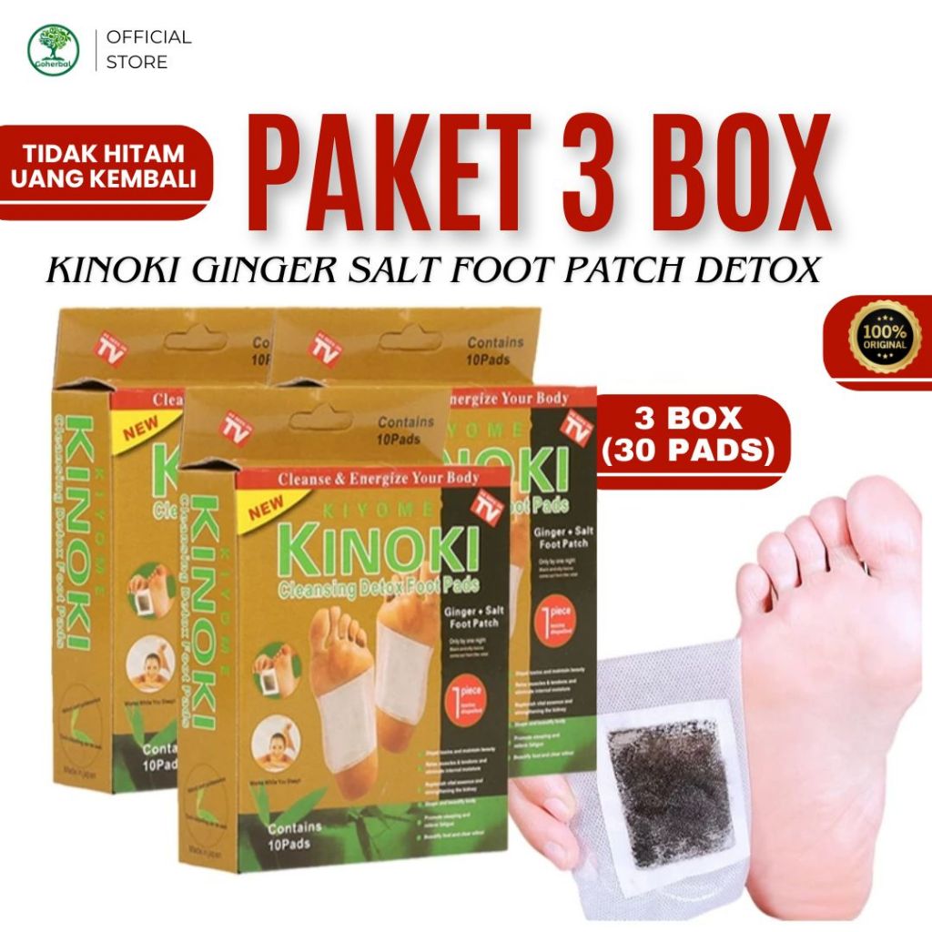 [ PAKET 3 BOX ] Kinoki Detox Kaki Original - Kinoki Gold Original