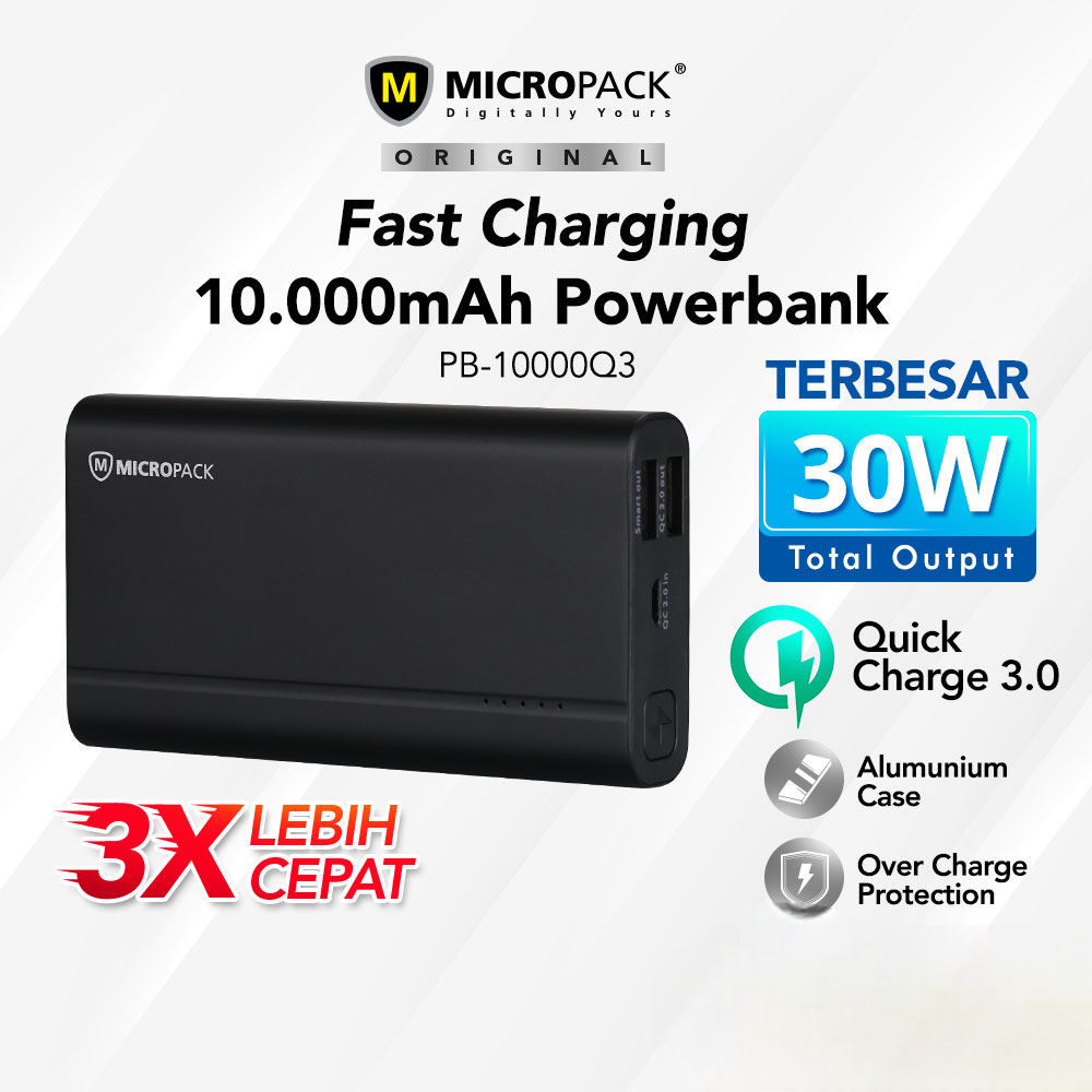 MICROPACK POWERBANK 10.000 MAH QUICK CHARGE 3.0 - PB-10000Q3