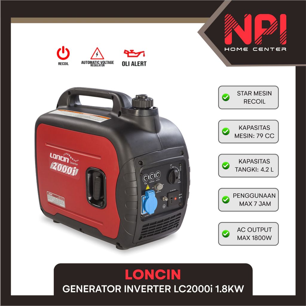 Loncin - Mesin Genset Generator Listrik Portable Lc 2000i Lc2000i 1800 W