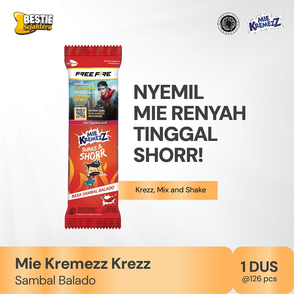 

Mie Kremezz Shorr - Sambal Balado - 1 Karton (6box) - 126 Pcs - 16gr