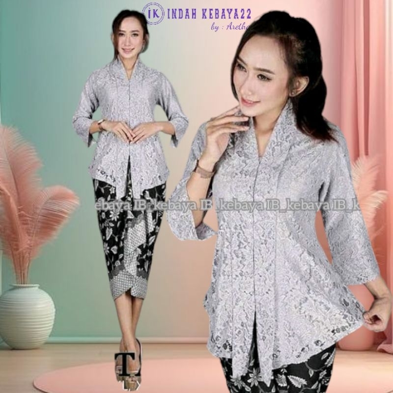 Setelan Kebaya Floy Brokat Modern Dress Baju Atasan Wanita Dewasa Seragam Kondangan Wisuda Pesta Rok