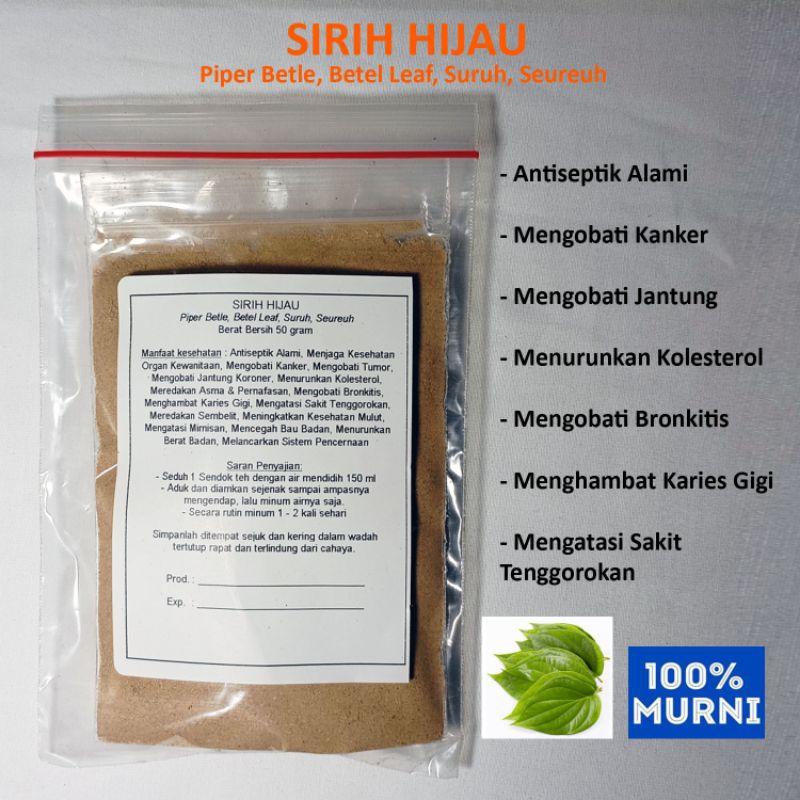 

SIRIH HIJAU Seduh serbuk bubuk Antiseptik Alami Meredakan Asma Pernafasan Bronkitis