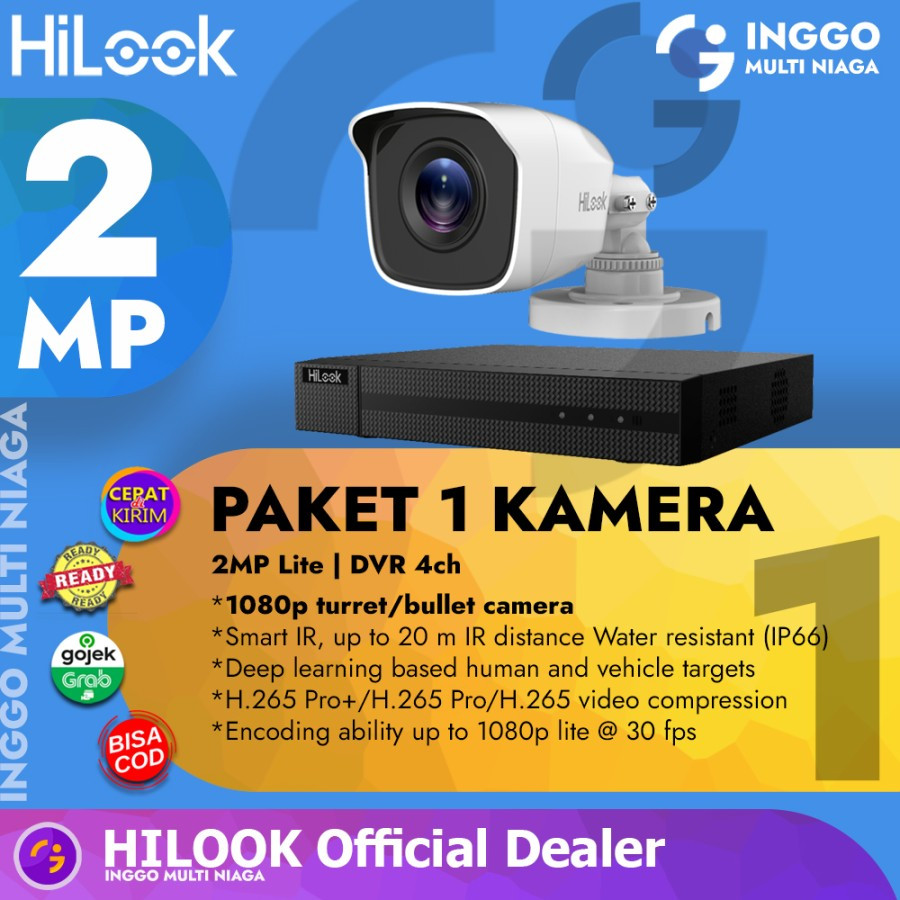 PAKET CCTV 1 KAMERA 2MP HILOOK LENGKAP SIAP PASANG