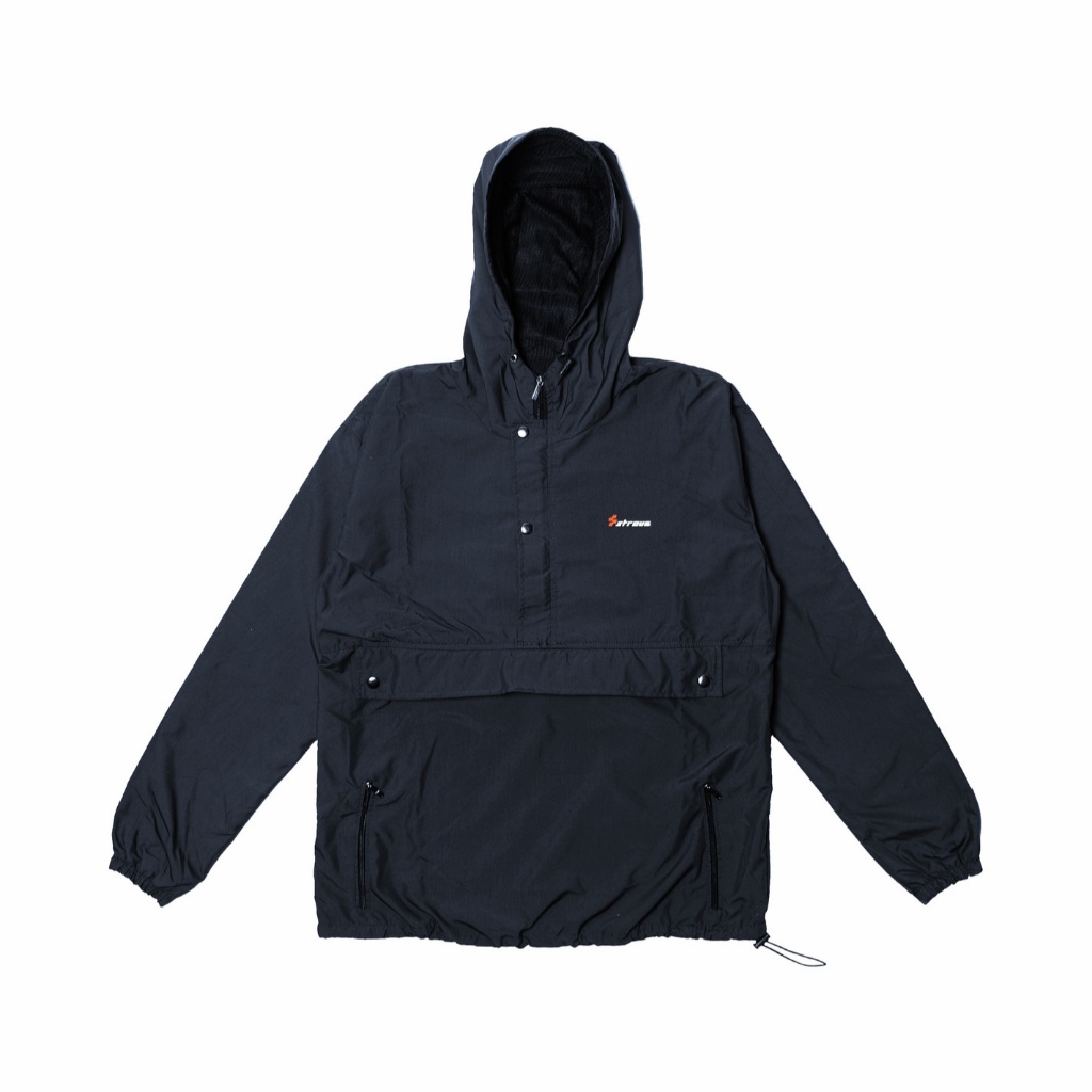 Jaket Cagoule Polos Casual Cougle Harian Anorak Jacket - Black - Strove