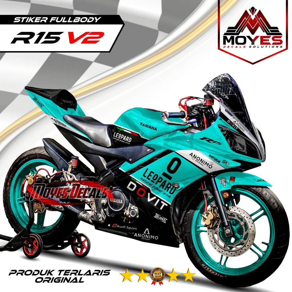 Decal R15 V2 - Stiker Motor R15 V2 - Variasi Motor R15 V2 - Decal Stiker R15 V2 Leopard Moto2