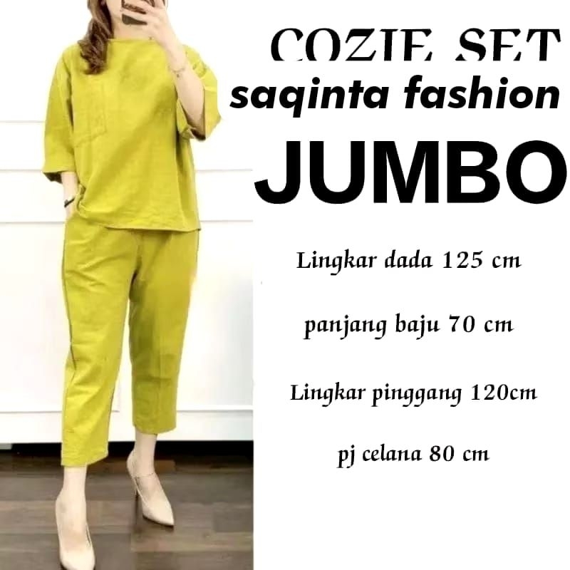 ONE SET COZIE/SETELAN WANITA JUMBO/LINEN PREMIUM