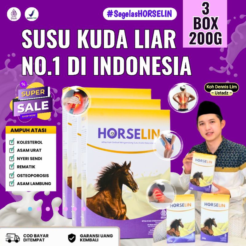 

Horselin Susu Kuda Liar Sumbawa Premium Atasi Nyeri Sendi Tulang Asam Urat Asli Original 200gr 3 BOX