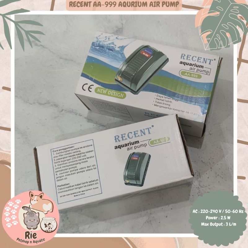 Recent AA-999 Mesin Aerator 1 Lubang Recent AA999 Air Pump 1 Output