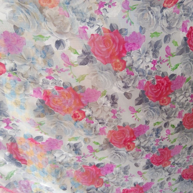 kain sifon crepe motif kembang mawar - kain sifon motif - kain sifon meteran - zkt