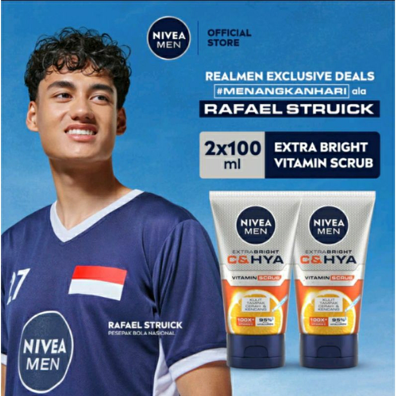NIVEA MEN EXTRA BRIGHT C&HYA Vitamin Face Scrub 100gr Twinpack